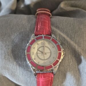 Women’s Quartz Watch – Pink Bezel & Crocodile Strap